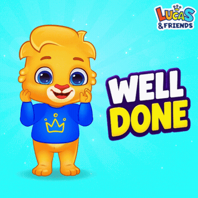 Cartoon Lion With Crown Says Well Done GIF