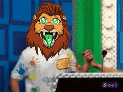 Cartoon Lion With Dollar Sign GIF