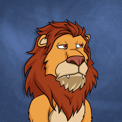 Cartoon Lion With Red Eyes And Beard GIF