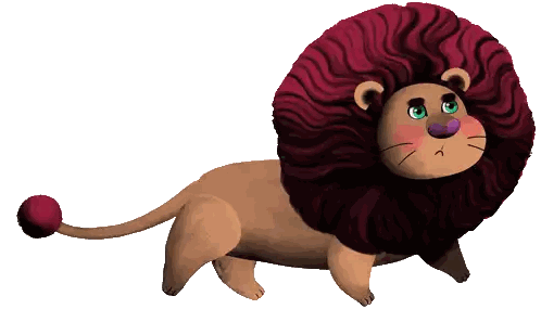 Cartoon Lion With Red Mane Sticker