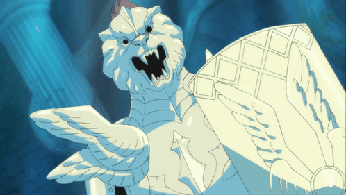 Cartoon Lion With Wings And Shield GIF