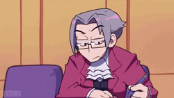 Cartoon Little Attorney Miles Looking At Phoenix Wright GIF