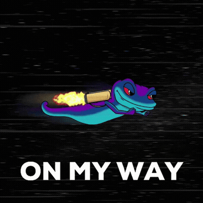 Cartoon Lizard Flying Through Space On My Way GIF