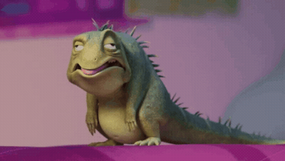 Cartoon Lizard Making Funny Face With Mouth Open GIF