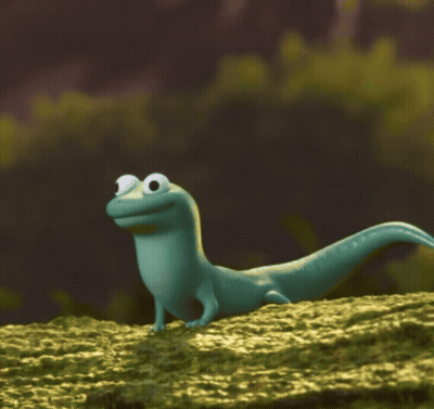 Cartoon Lizard Smiling On Rock GIF