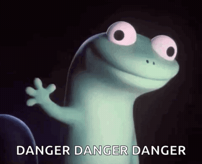 Cartoon Lizard Waving Danger GIF