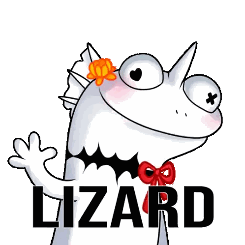 Cartoon Lizard With Flower Sticker