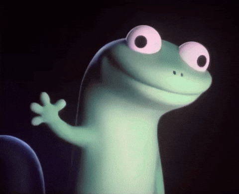 Cartoon Lizard With Pink Eyes Waving GIF