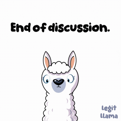 Cartoon Llama Holding Microphone End Of Discussion GIF