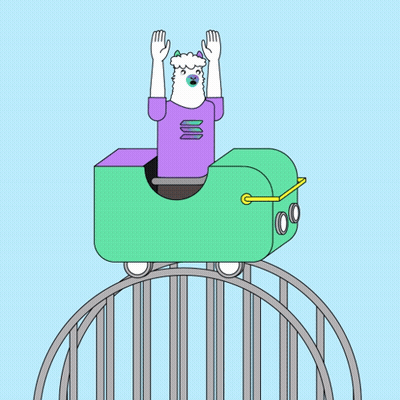 Cartoon Llama On Roller Coaster GIF