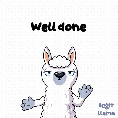 Cartoon Llama Saying Well Done GIF