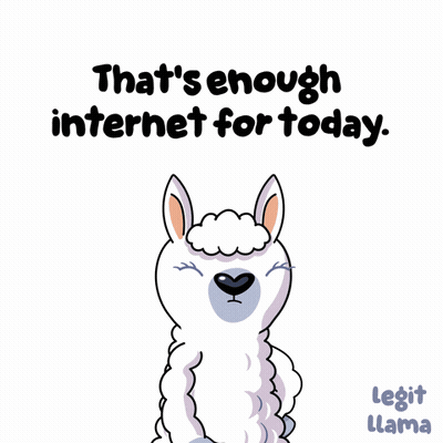 Cartoon Llama Waving That's Enough Internet For Today GIF