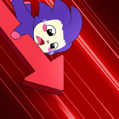Cartoon Looking Down At Red Arrow GIF