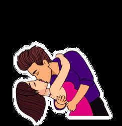 Cartoon Lovers Passionate Kissing