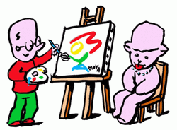 Cartoon Making Abstract Painting GIF