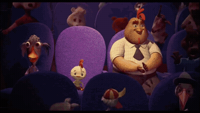 Cartoon Man And Chicken Sitting In Dark Room GIF