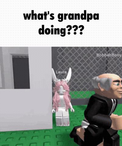 Cartoon Man And Girl Saying What's Grandpa Doing GIF