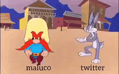 Cartoon Man And Rabbit Standing In Town GIF