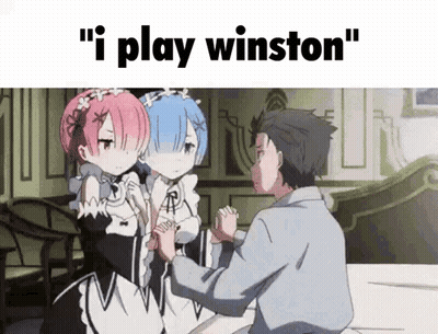 Cartoon Man And Two Girls Saying I Play Winston GIF