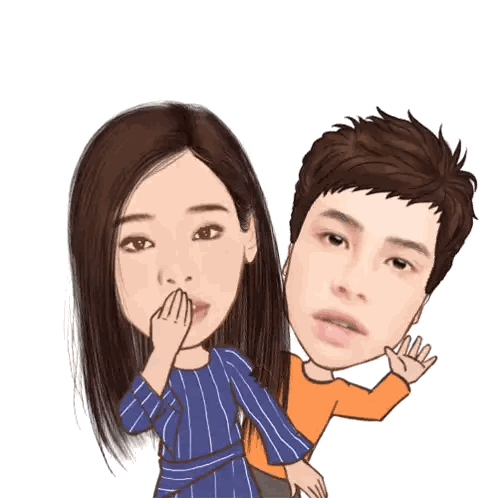 Cartoon Man And Woman Faces Sticker