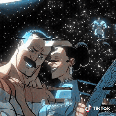 Cartoon Man And Woman Holding Gun With TikTok Logo GIF