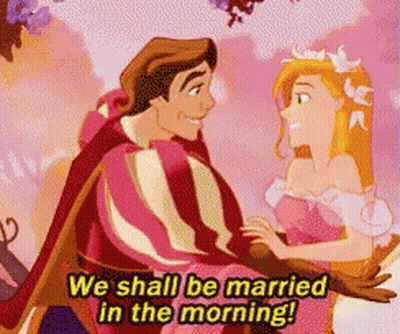 Cartoon Man And Woman Holding Hands We Shall Be Married In The Morning GIF