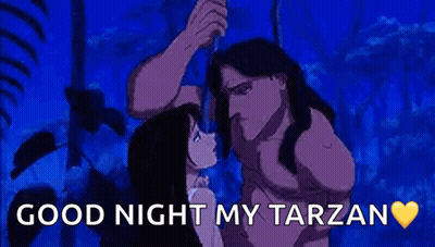 Cartoon Man And Woman Kissing Good Night My Tarzan GIF