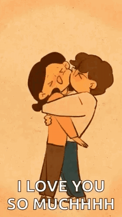 Cartoon Man And Woman Kissing GIF