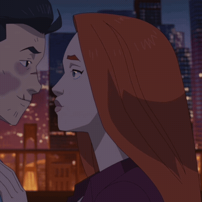 Cartoon Man And Woman Kissing GIF
