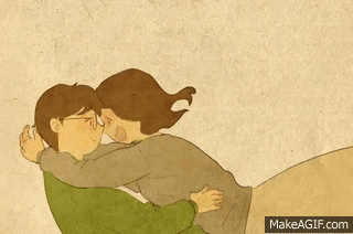 Cartoon Man And Woman Kissing GIF