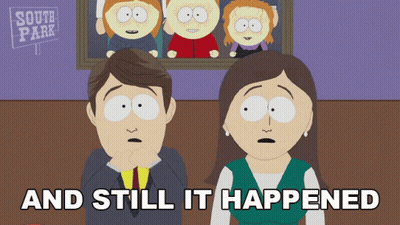 Cartoon Man And Woman Saying And Still It Happened GIF