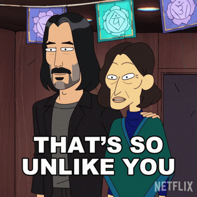 Cartoon Man And Woman Saying That's So Unlike You GIF