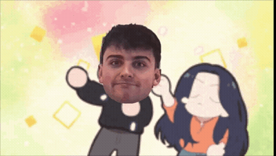 Cartoon Man And Woman With Faces Cut Out GIF