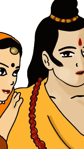 Cartoon Man And Woman With Red Dot Sticker