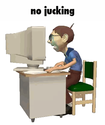 Cartoon Man At Desk With No Jucking Text Sticker