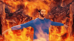 Cartoon Man Burning In Hell Fire GIF