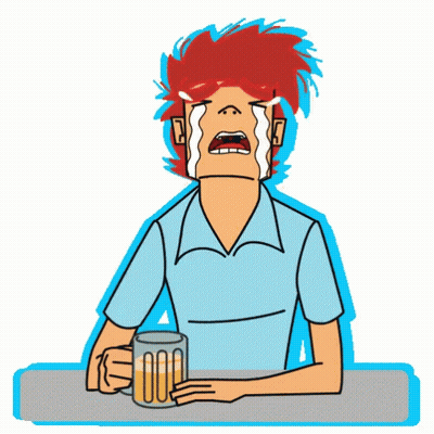 Cartoon Man Crying Holding Beer GIF