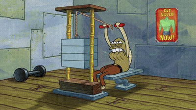 Cartoon Man Doing Exercises Get Ripped Now GIF
