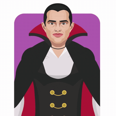 Cartoon Man Dressed As Vampire With Red Cape GIF
