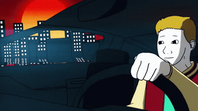 Cartoon Man Driving Car GIF