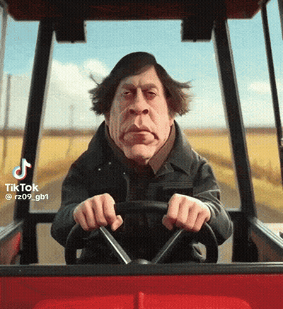 Cartoon Man Driving Red Vehicle With TikTok GIF