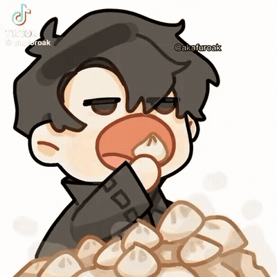 Cartoon Man Eating Pile Of Food GIF