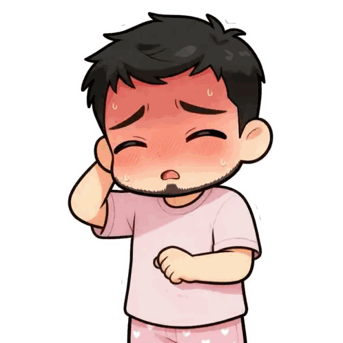Cartoon Man Eyes Closed Sweating Sticker