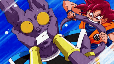 Cartoon Man Fighting Purple Monster With Sword GIF