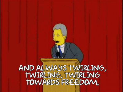 Cartoon Man Giving Speech And Always Twirling Twirling GIF