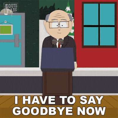 Cartoon Man Giving Speech Saying I Have To Say Goodbye Now GIF