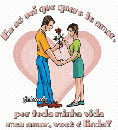 Cartoon Man Giving Woman A Rose GIF