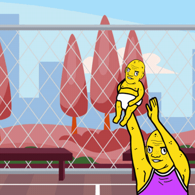 Cartoon Man Holding Baby GIF