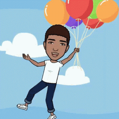 Cartoon Man Holding Balloons GIF