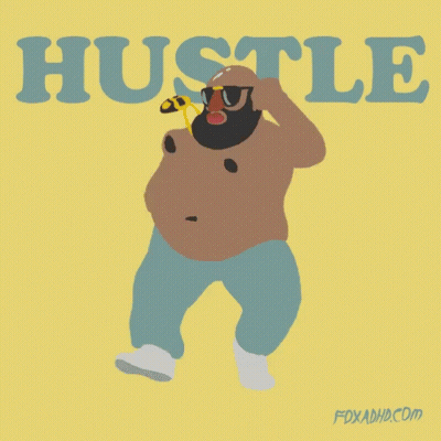 Cartoon Man Holding Banana With Hustle GIF